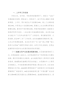 某区2022年上半年重点工作总结