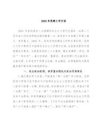 2023年党建工作计划