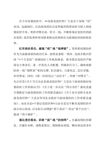 县区党建引领疫情防控典型经验材料