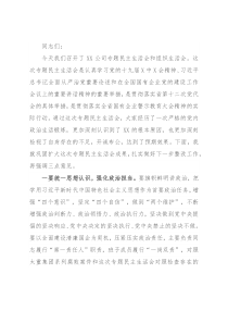 指导组民主生活会点评讲话（国企）