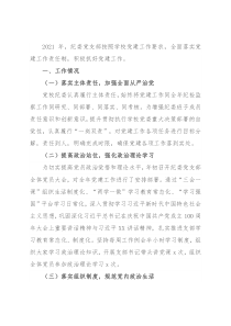 纪委党支部书记2021年抓党建工作述职报告