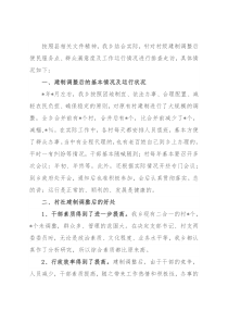 乡村级建制调整后的运行排查工作情况汇报