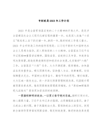 市财政局2023年工作计划