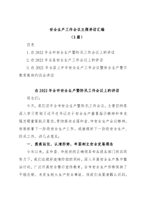 (3篇)安全生产工作会议主题讲话汇编