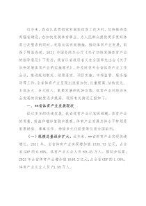 2021年省体育产业工作情况汇报