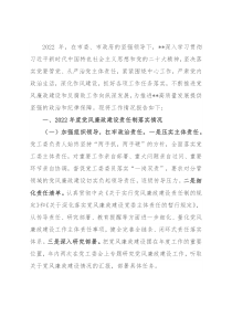 关于2022年度党风廉政建设责任制落实情况的报告