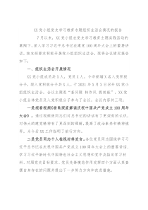 XX党小组党史学习教育专题组织生活会情况的报告