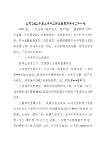 公司2022年度上半年工作总结及下半年工作计划