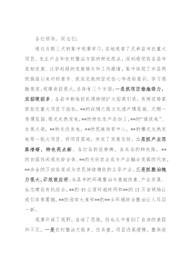 在全市项目环境整治农村产业观摩点评表态发言