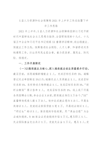X县人力资源和社会保障局2021年上半年工作总结暨下半年工作思路