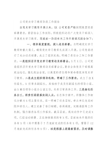 公司党史学习教育阶段工作报告