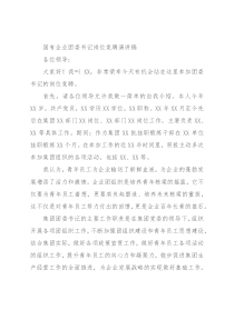 国有企业团委书记岗位竞聘演讲稿