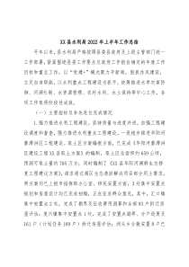 XX县水利局2022年上半年工作总结