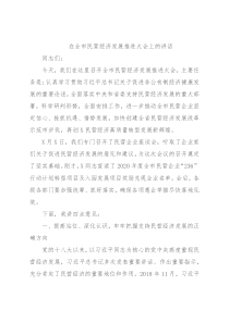 在全市民营经济发展推进大会上的讲话