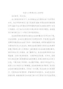 在县人大常委会议上的讲话