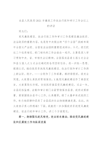 在县人民政府2021年廉政工作依法行政和审计工作会议上的讲话