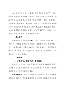 镇政府2022年上半年食品安全工作汇报