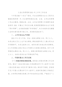 X县应急管理局2021年上半年工作总结