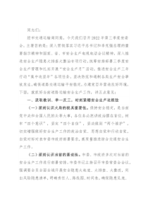 在2022年第三季度安委会上的讲话