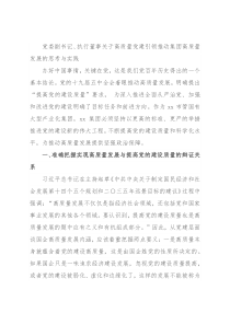 党委副书记、执行董事关于高质量党建引领推动集团高质量发展的思考与实践