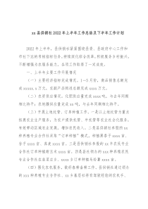 xx县供销社2022年上半年工作总结及下半年工作计划