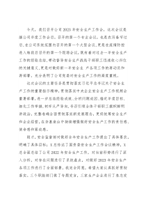 国有企业董事长在年度安全生产工作会议上的讲话