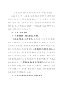 X县民政局2021年半年工作总结及下半年工作思路