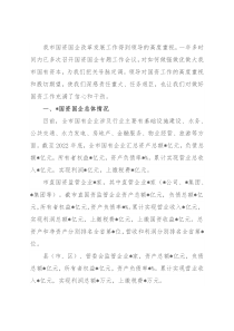 在国资国企专题工作会议上的汇报发言