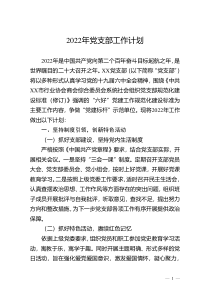 2022年党支部工作计划